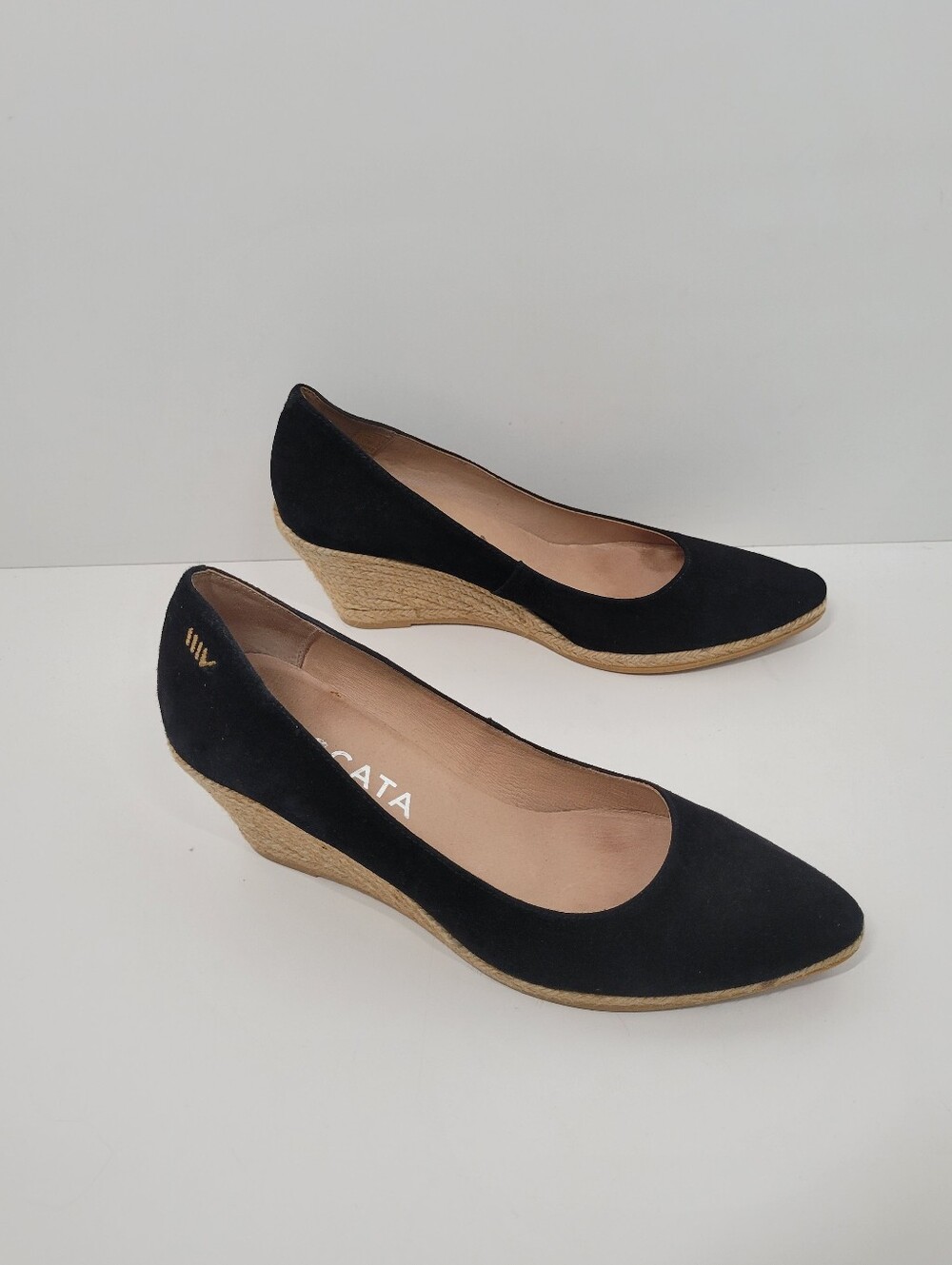 Viscata Black Velvet Wedge Heel Shoes Women's Size 41 US 10